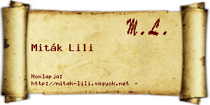 Miták Lili névjegykártya